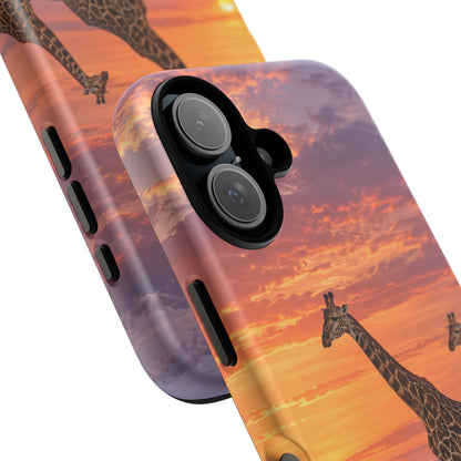 Giraffes in Rose Light iPhone Tough Case | giraffe landscape