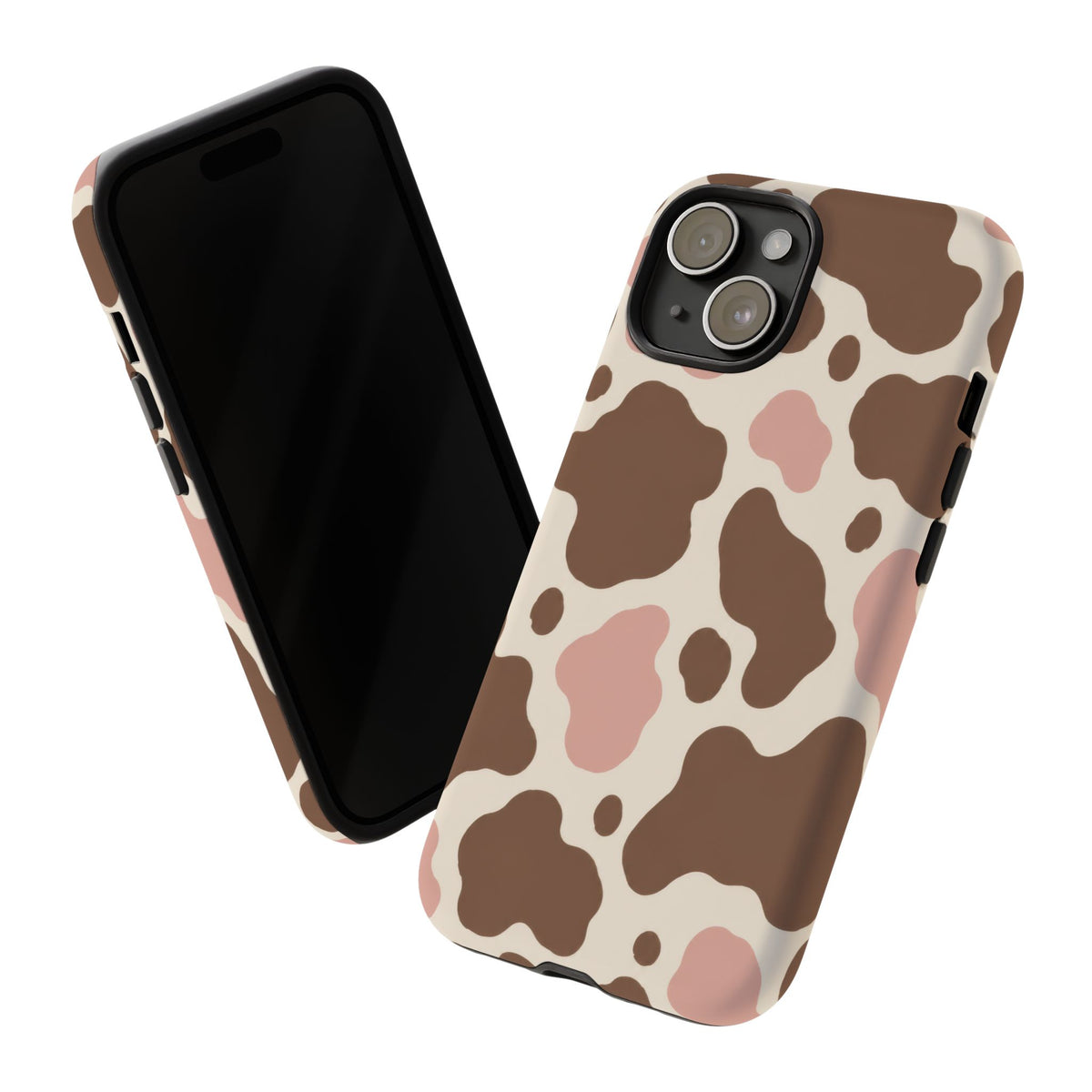 Mocha Blush iPhone Tough Case | Brown & Pink Cow Print