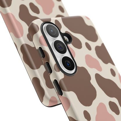 Mocha Blush Samsung Galaxy Tough Case | Brown & Pink Cow Print