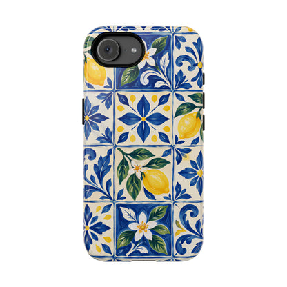 Blue Lemon Tile iPhone Tough Case | Azulejo Orchard