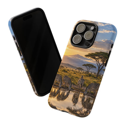 Zebra Water Mirror iPhone Tough Case | zebra safari