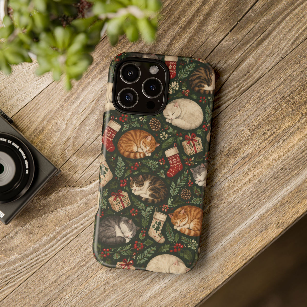 Christmas Cat Naps iPhone Tough Case | christmas cats