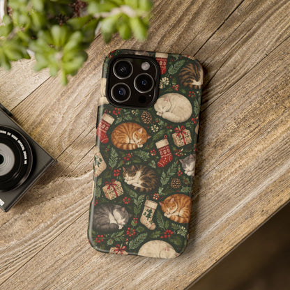 Christmas Cat Naps iPhone Tough Case | christmas cats