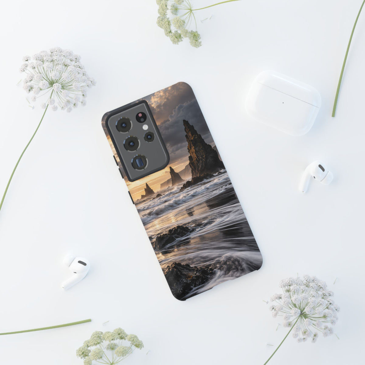 Black Sand and Silver Samsung Galaxy Tough Case | black sand beach