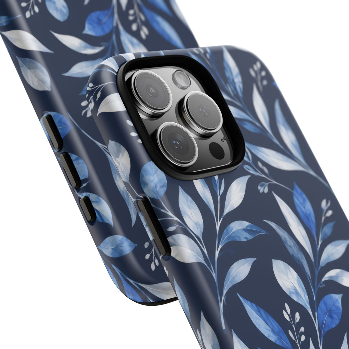 Blue Hour Botanical iPhone Tough Case | Blue Botanical Leaf Pattern