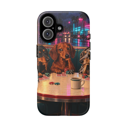 All-Night Aces iPhone Tough Case | dachshund poker