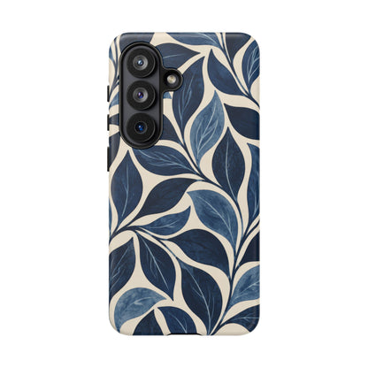 Indigo Folia Samsung Galaxy Tough Case | Indigo & Ivory Leaf Pattern