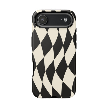 Harlequin Sway iPhone Tough Case | Black & White Harlequin