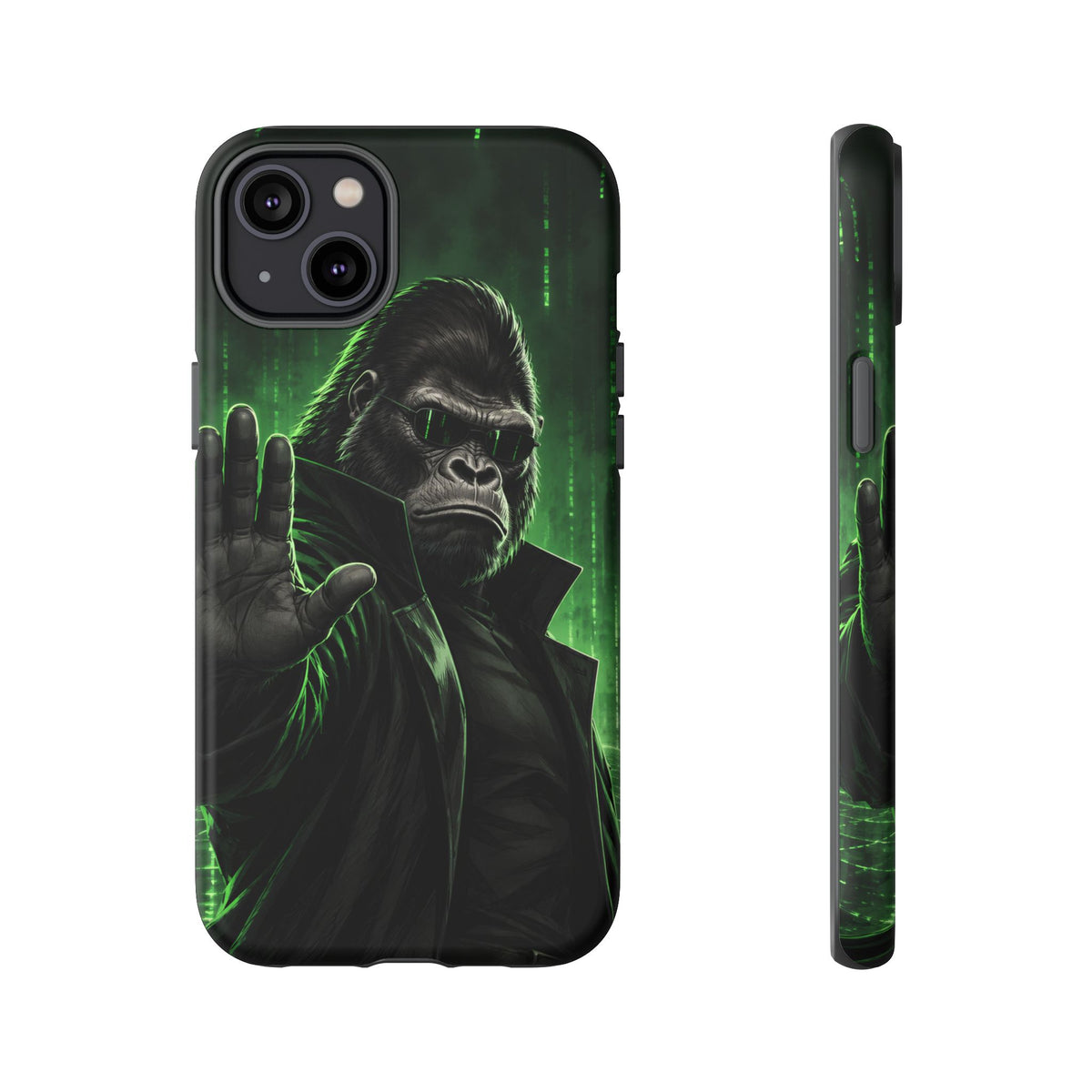 Cyberpunk Gorilla iPhone Tough Case | Neon Code Silverback