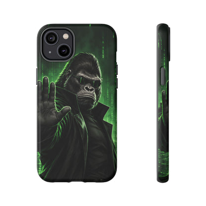 Cyberpunk Gorilla iPhone Tough Case | Neon Code Silverback