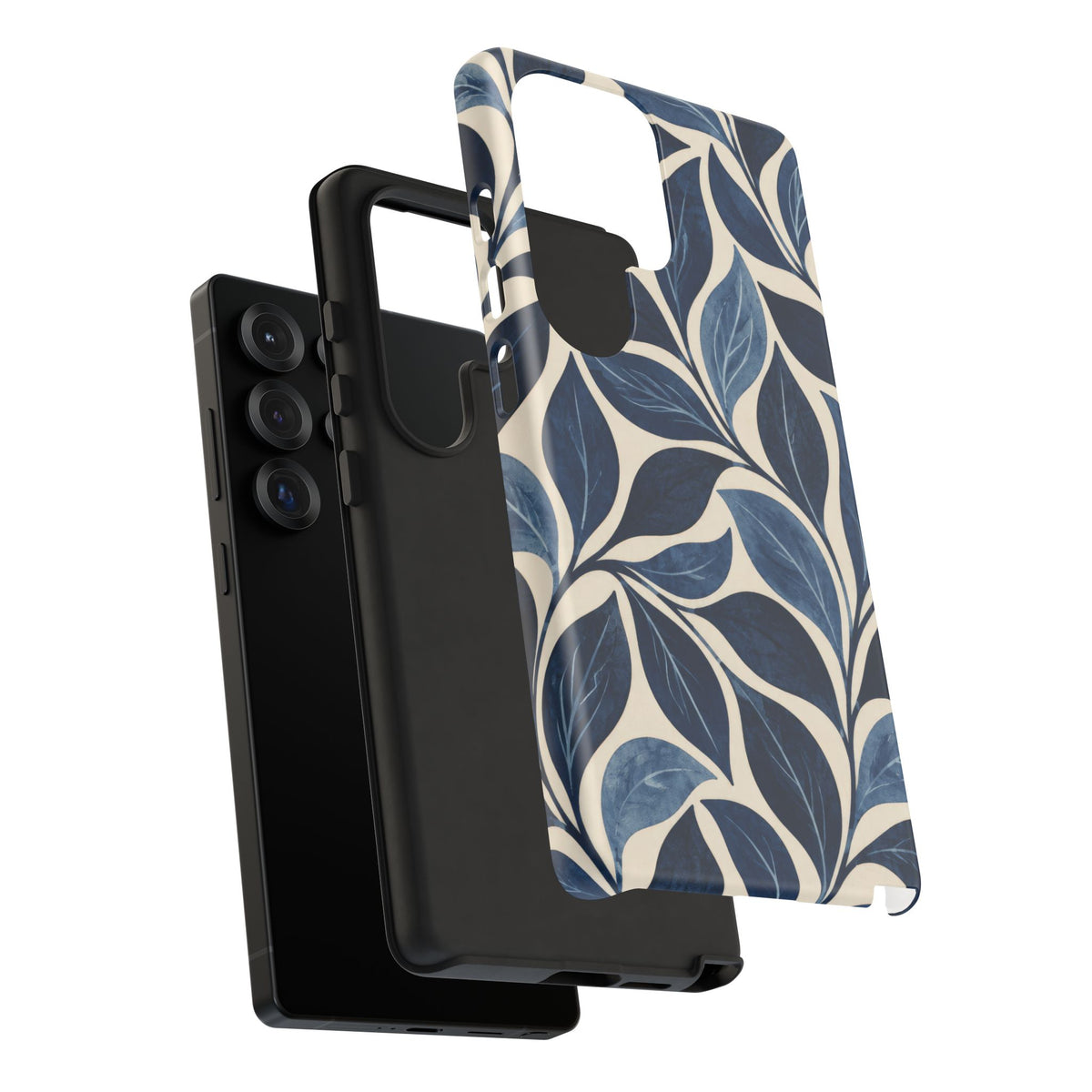 Indigo Folia Samsung Galaxy Tough Case | Indigo & Ivory Leaf Pattern