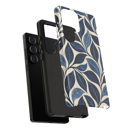 Indigo Folia Samsung Galaxy Tough Case | Indigo & Ivory Leaf Pattern