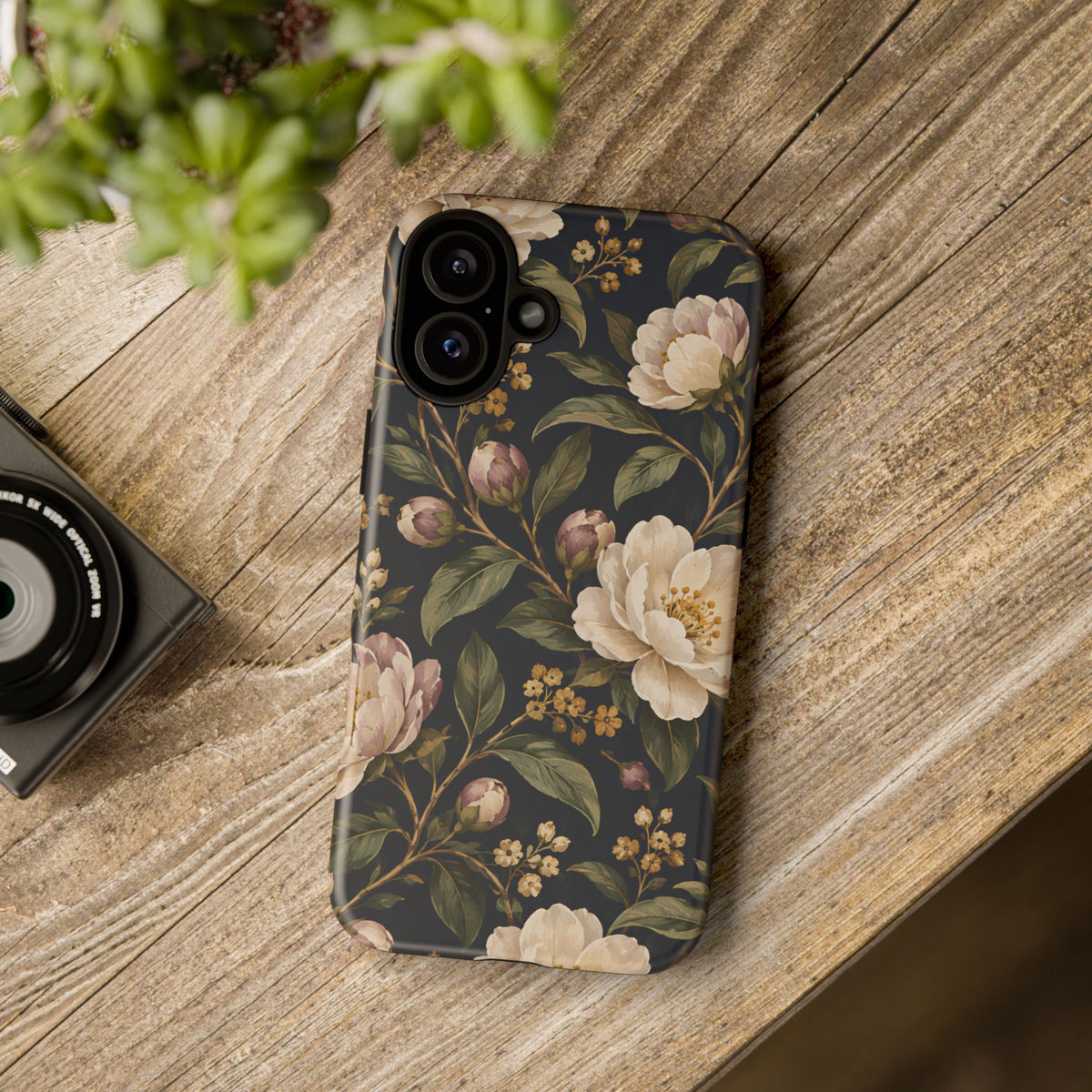 Dark Floral iPhone Tough Case | Midnight Camellia