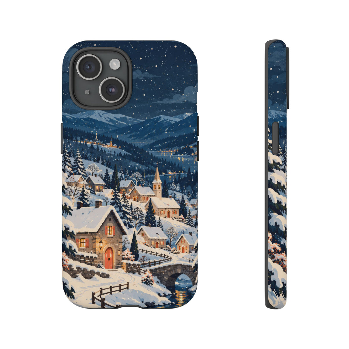 Snowfall on Juniper Lane iPhone Tough Case | christmas village
