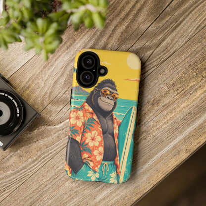 Banana Break iPhone Tough Case | Retro Surf Gorilla Art