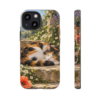 Garden Nap iPhone Tough Case | calico cat