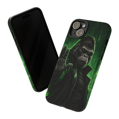 Cyberpunk Gorilla iPhone Tough Case | Neon Code Silverback