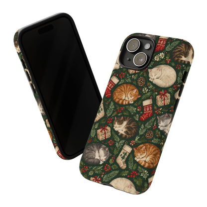 Christmas Cat Naps iPhone Tough Case | christmas cats