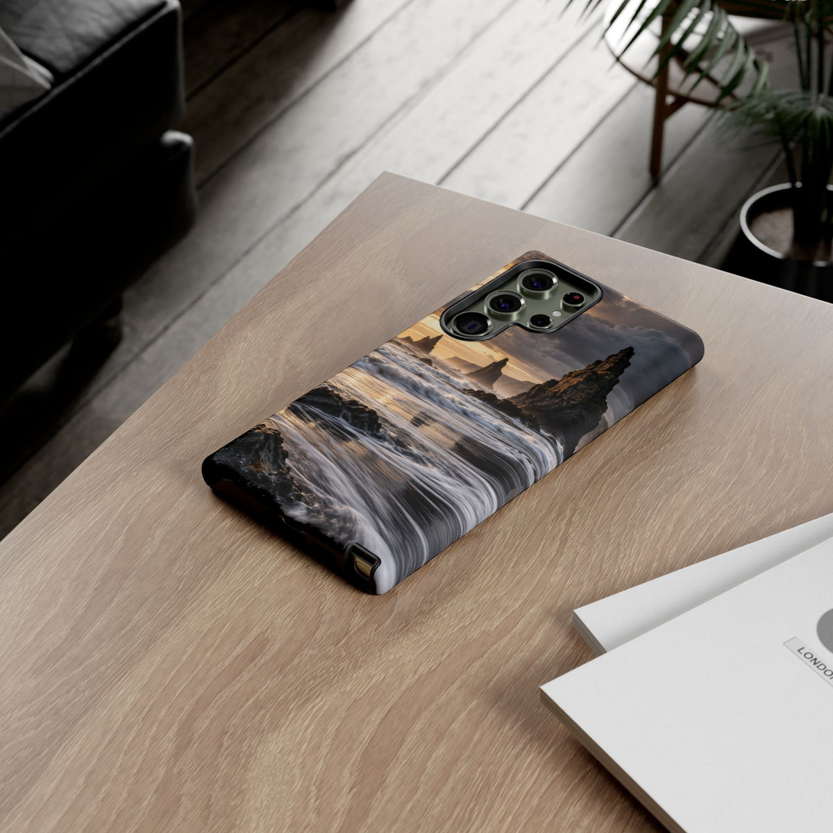 Black Sand and Silver Samsung Galaxy Tough Case | black sand beach