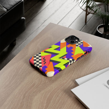 Acid Arcade iPhone Tough Case | Bright Retro Geometry