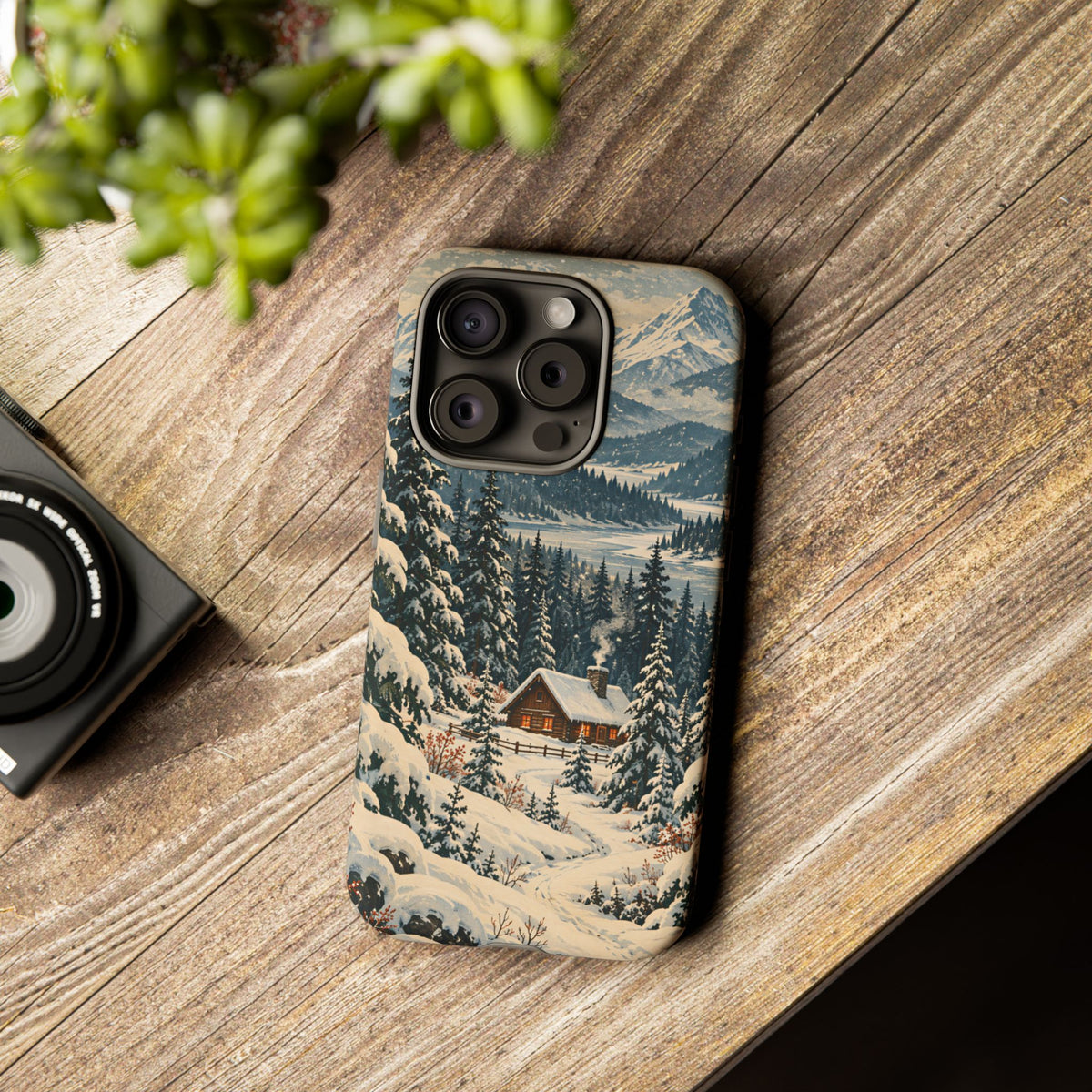 Vintage Winter Cabin Tough Phone Case