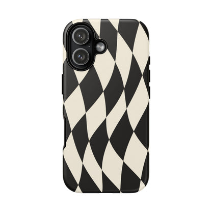Harlequin Sway iPhone Tough Case | Black & White Harlequin