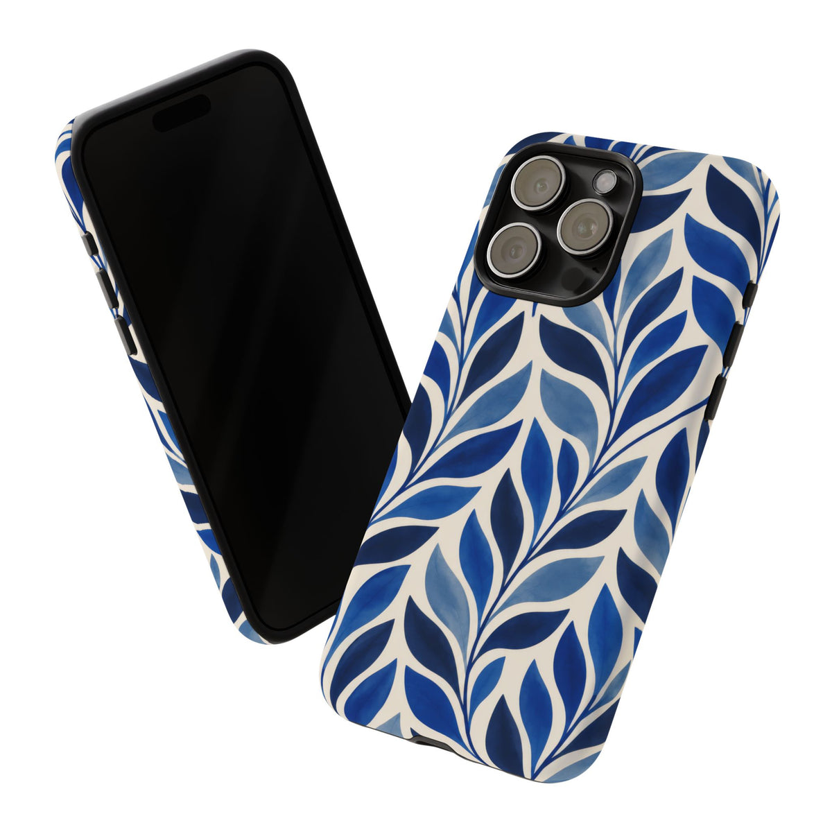 Cobalt Current iPhone Tough Case | Cobalt Blue Leaf Pattern