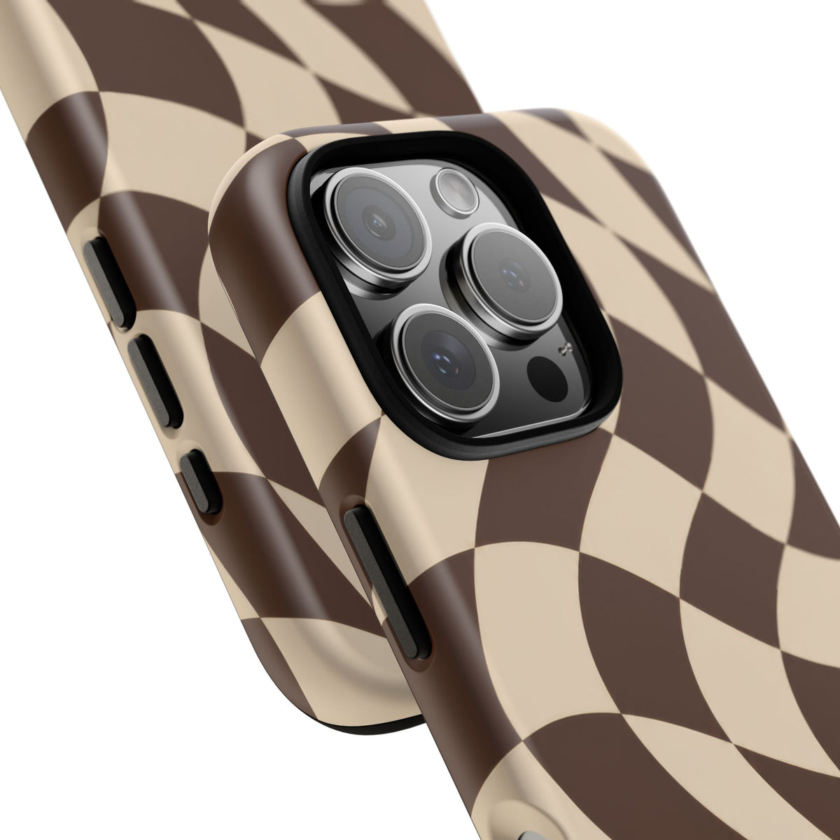 Espresso Wave iPhone Tough Case | brown checkerboard