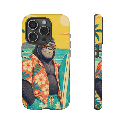 Banana Break iPhone Tough Case | Retro Surf Gorilla Art