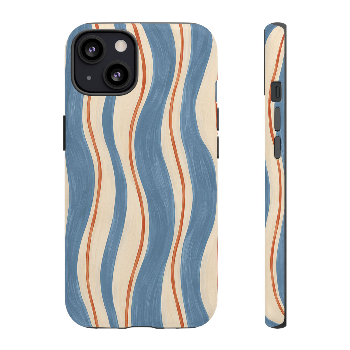 Blue Wavy Stripe iPhone Tough Case | Riviera Ribbons