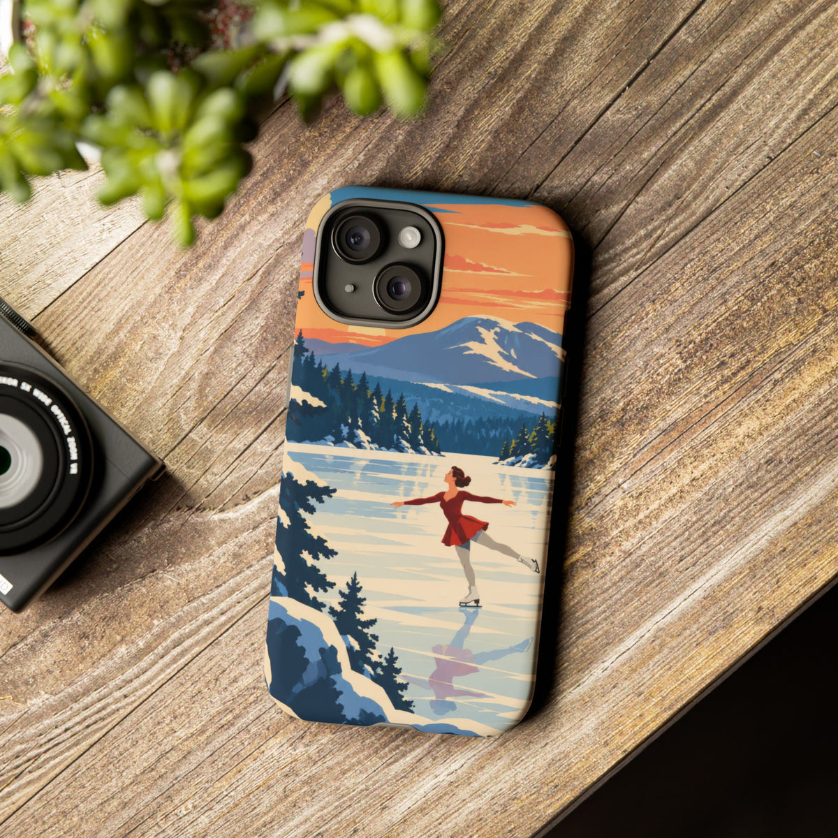 Lake Placid Skater — Winter Glide iPhone Tough Case