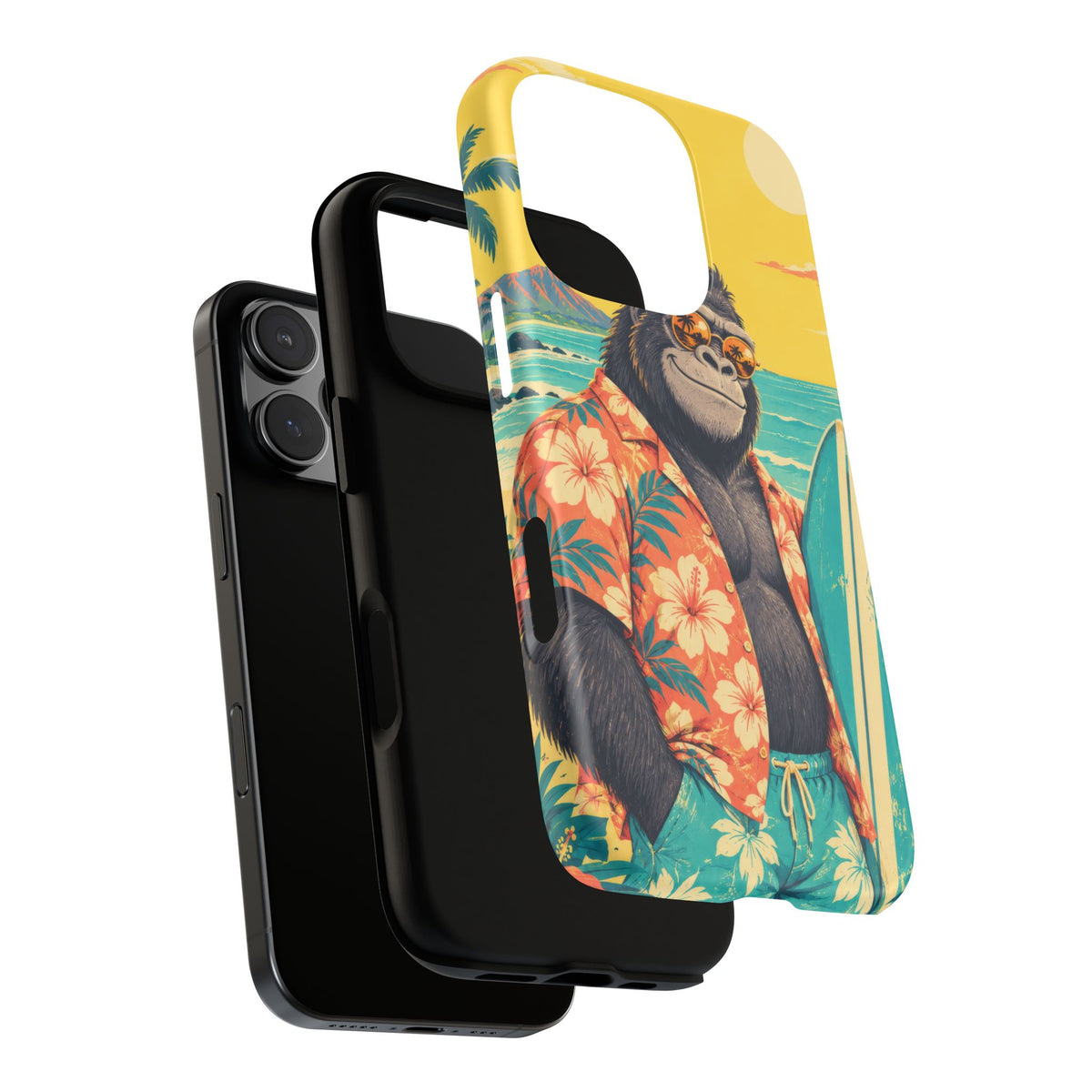 Banana Break iPhone Tough Case | Retro Surf Gorilla Art