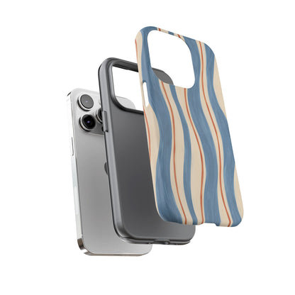 Blue Wavy Stripe iPhone Tough Case | Riviera Ribbons