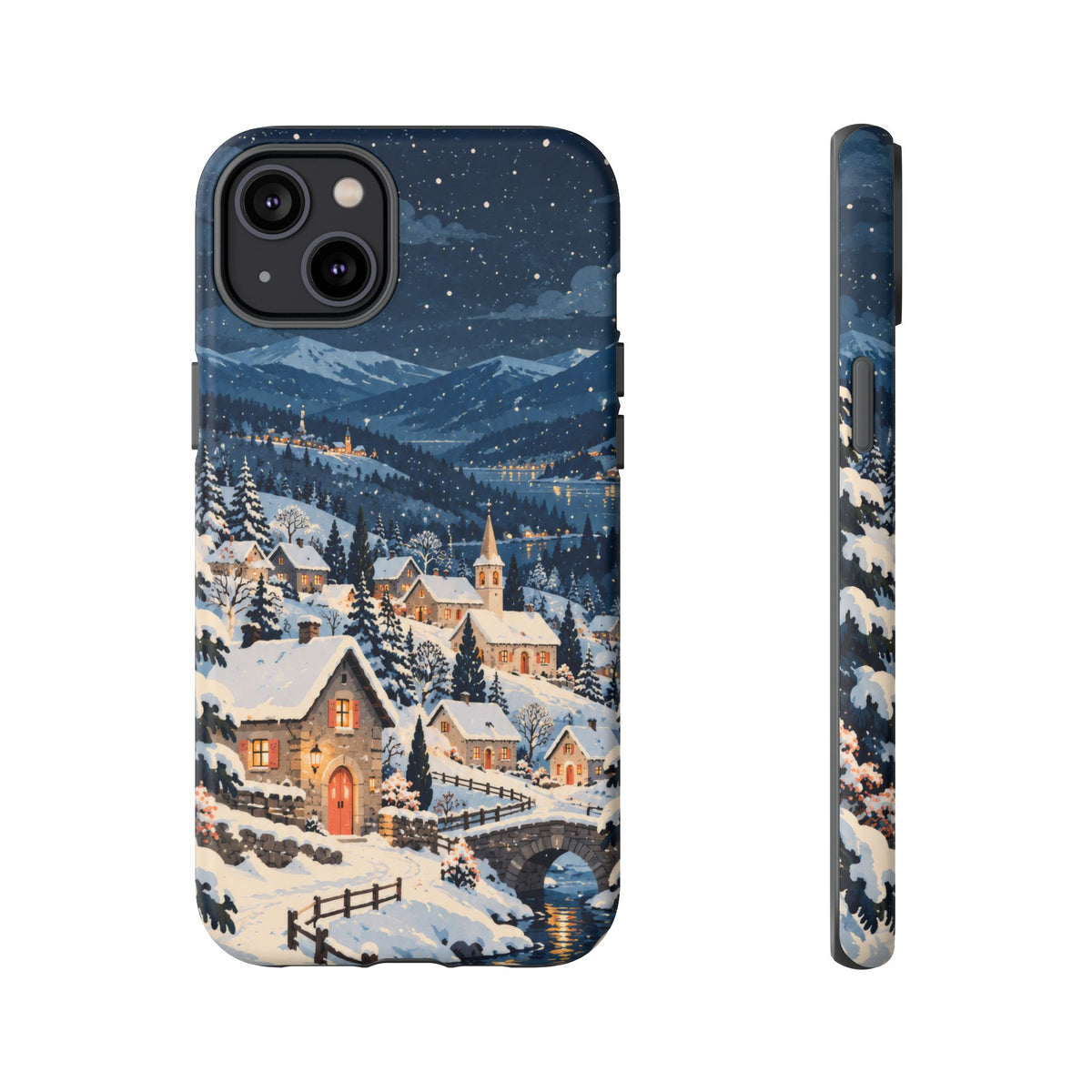 Snowfall on Juniper Lane iPhone Tough Case | christmas village