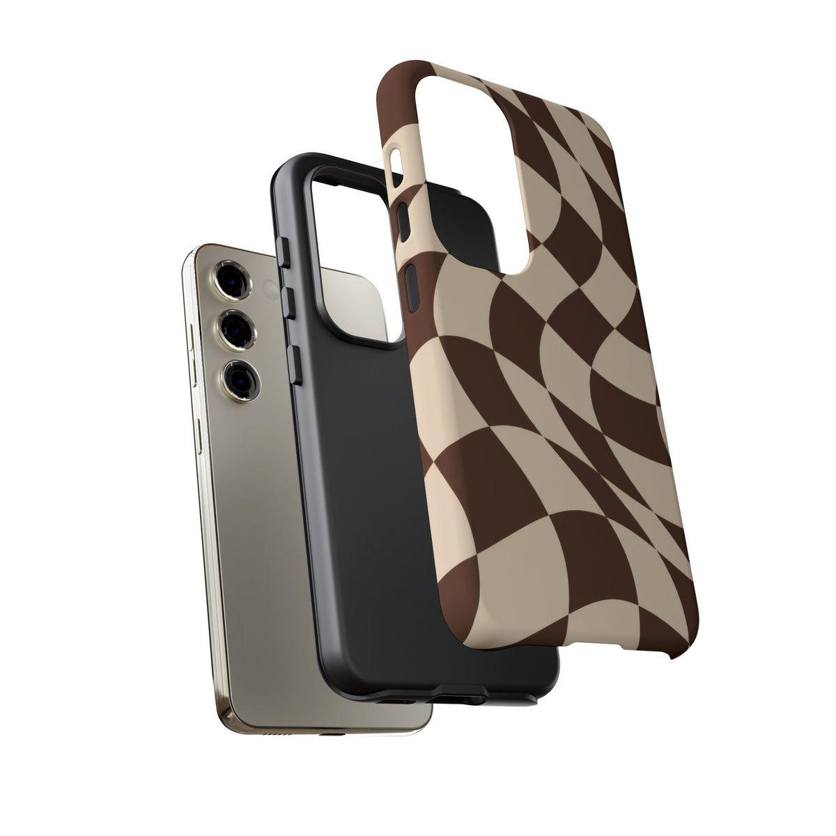 Espresso Wave Samsung Galaxy Tough Case | brown checkerboard
