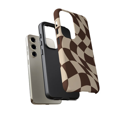 Espresso Wave Samsung Galaxy Tough Case | brown checkerboard