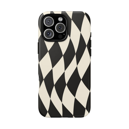 Harlequin Sway iPhone Tough Case | Black & White Harlequin
