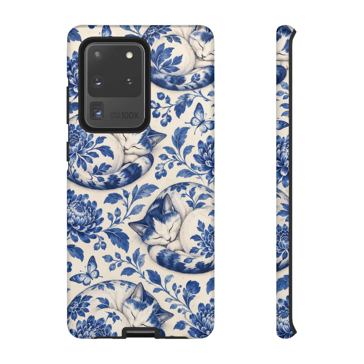 Porcelain Paws Samsung Galaxy Tough Case | blue cat pattern