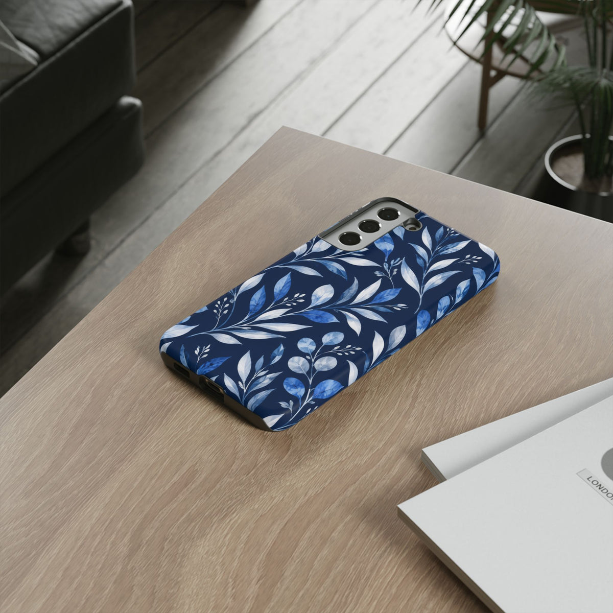 Blue Hour Botanical Samsung Galaxy Tough Case | Blue Botanical Leaf Pattern
