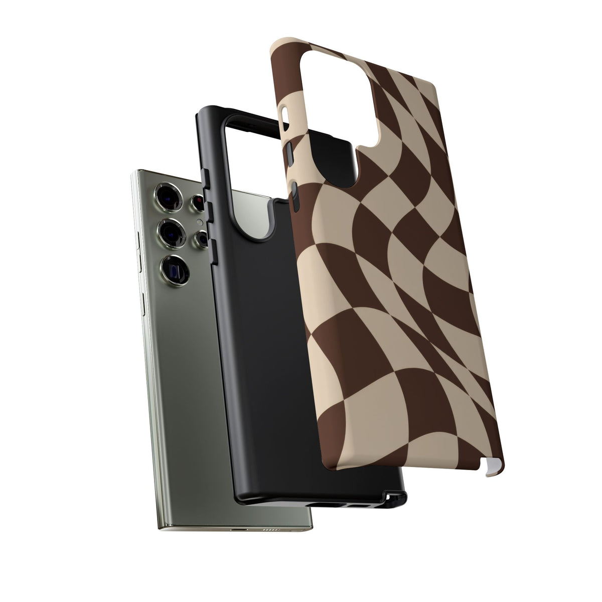 Espresso Wave Samsung Galaxy Tough Case | brown checkerboard