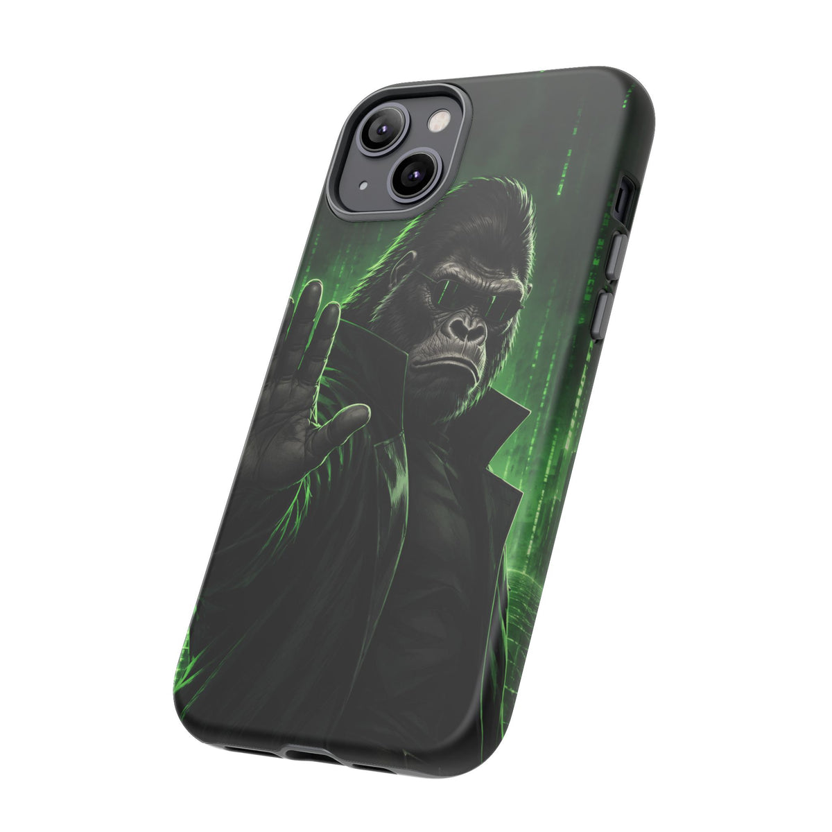 Cyberpunk Gorilla iPhone Tough Case | Neon Code Silverback