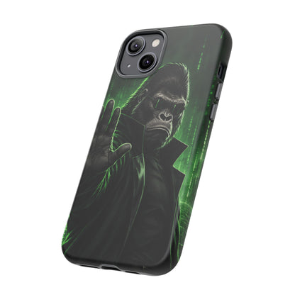Cyberpunk Gorilla iPhone Tough Case | Neon Code Silverback