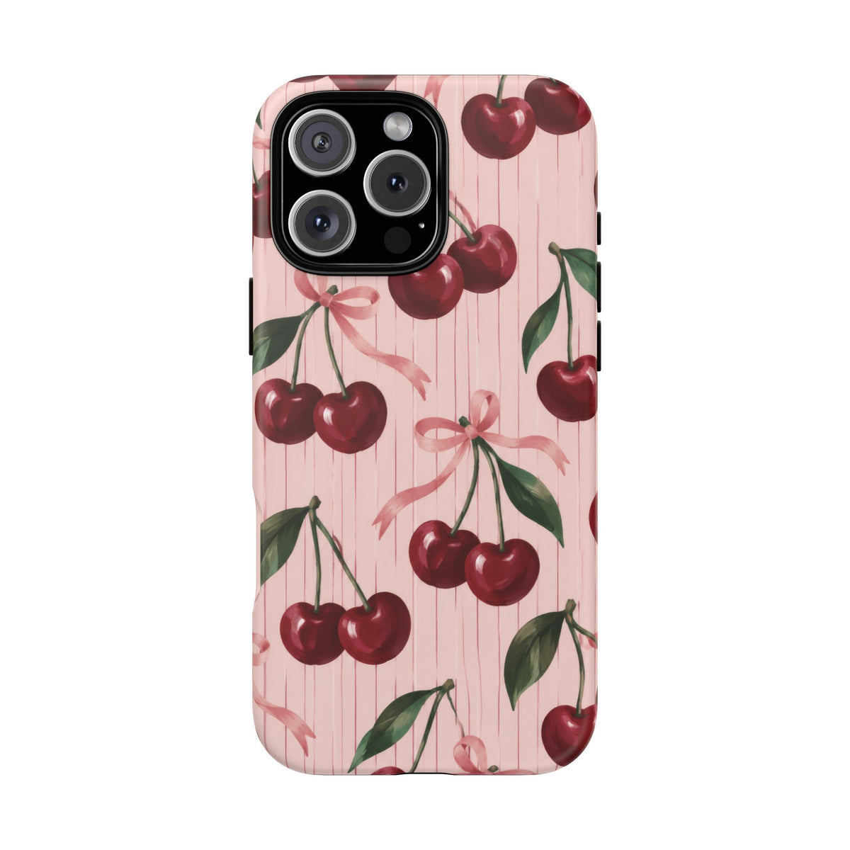 Cherry Ribbon iPhone Tough Case | cherry print