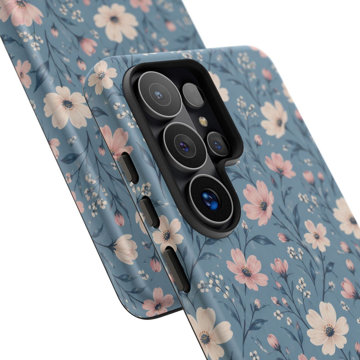 Blue Meadow Samsung Galaxy Tough Case | Pink & Ivory Floral on Blue