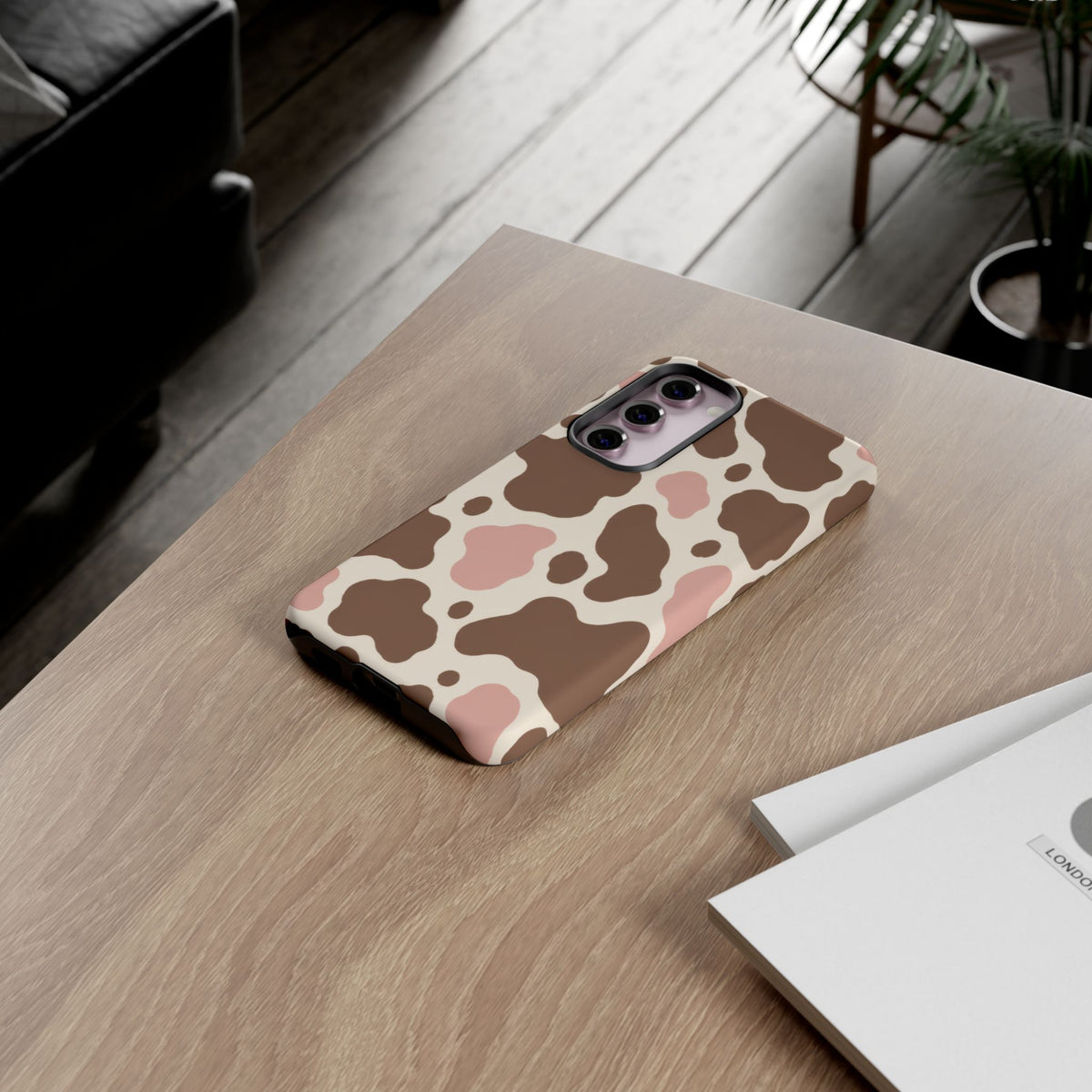 Mocha Blush Samsung Galaxy Tough Case | Brown & Pink Cow Print