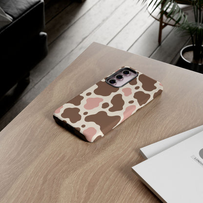 Mocha Blush Samsung Galaxy Tough Case | Brown & Pink Cow Print