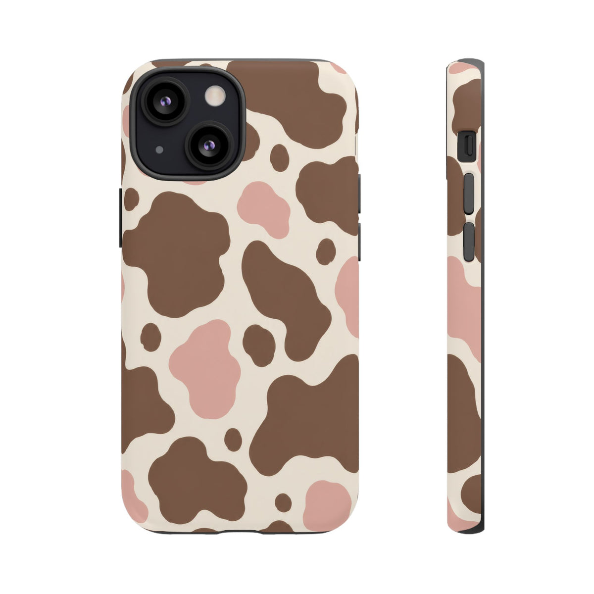 Mocha Blush iPhone Tough Case | Brown & Pink Cow Print