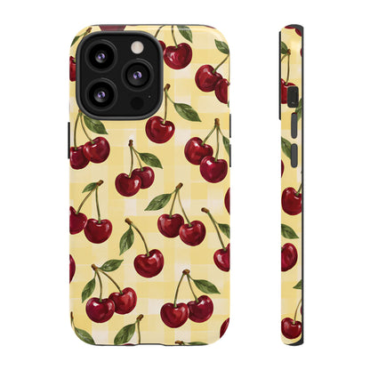 Cherry Gingham iPhone Tough Case | Cherry Picnic