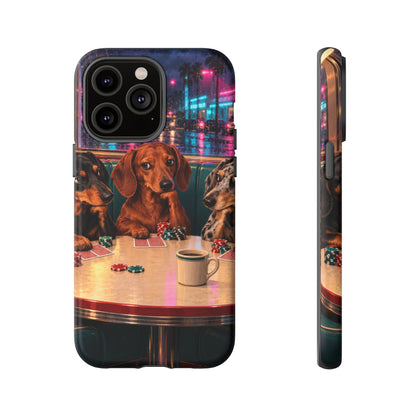 All-Night Aces iPhone Tough Case | dachshund poker