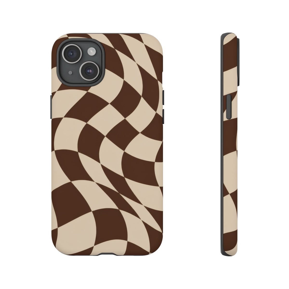 Espresso Wave iPhone Tough Case | brown checkerboard